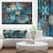 Designart - Fractal Blue Flowers - Floral Art Framed Canvas Print